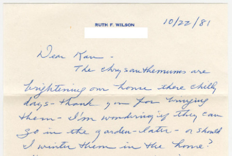 Letter from Wilsho (Ruth Wilson) to Kaneji Domoto (ddr-densho-329-1059)