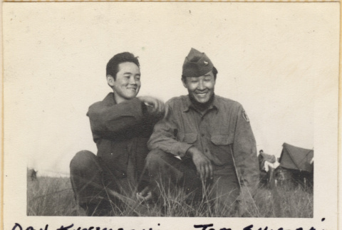 Two men laughing for photo (ddr-densho-466-310)