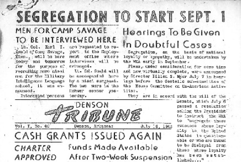 Denson Tribune Vol. I No. 40 (July 16, 1943) (ddr-densho-144-81)