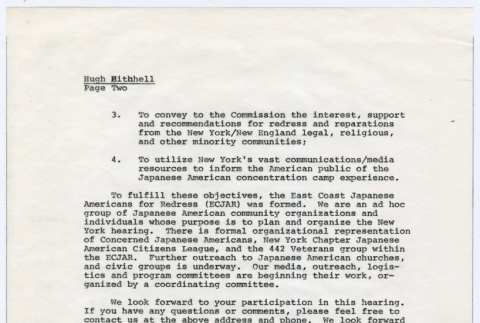Carbon copy of page 2 of letter to Hugh Mitchell from Sasha Hohri and Michi Kobi (ddr-densho-352-491)