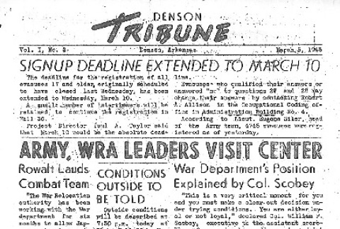 Denson Tribune Vol. I No. 2 (March 5, 1943) (ddr-densho-144-43)