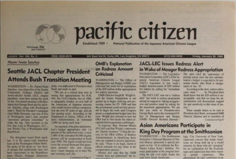 Pacific Citizen, Vol. 108, No. 2 (January 20, 1989) (ddr-pc-61-2)