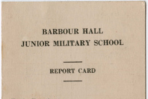 Grade Report from Barbour Hall Junior Military School (ddr-densho-355-61)