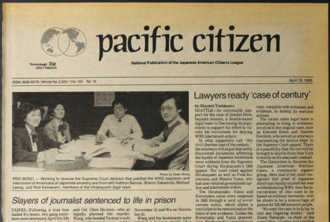 Pacific Citizen, Vol. 100 No. 15 (April 19, 1985) (ddr-pc-57-15)