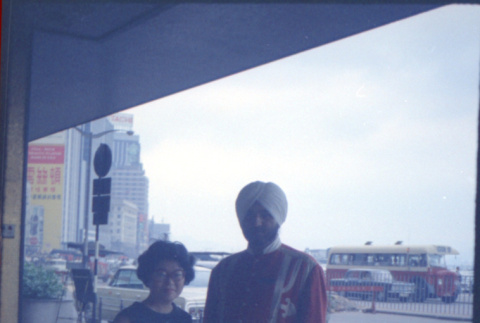 Martha (Nozawa) Tsuchida standing with man in traditional costume (ddr-densho-426-751)