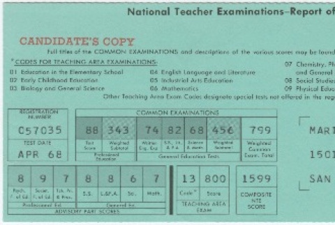 National Teacher Examinations Report of Scores (ddr-densho-338-336)