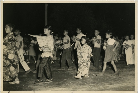 Children dancing at Obon (ddr-manz-4-230)