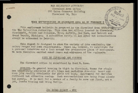 Work opportunities in Cleveland area of as February 7, 1944 (ddr-csujad-55-820)