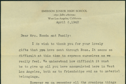Thank you note from Ruth Brockhouse (ddr-manz-9-12)