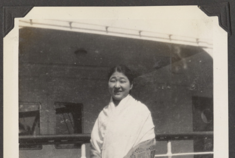 Woman on the deck of a ship (ddr-densho-432-75)