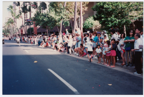 People lining street for veterans parade (ddr-densho-368-354)