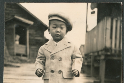 Toddler on boardwalk (ddr-densho-523-82)