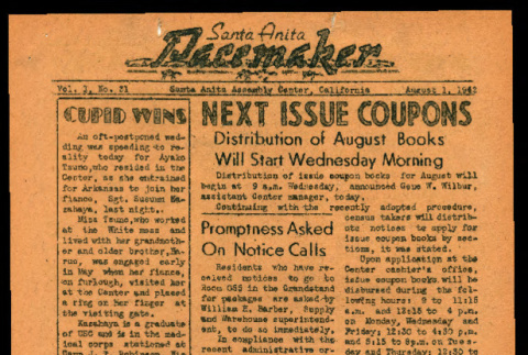 Santa Anita pacemaker, vol. 1, no. 31 (August 1, 1942) (ddr-csujad-55-1263)