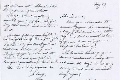 Letter to Frank Emi from his sister, Kaoru Emi (ddr-densho-122-489)
