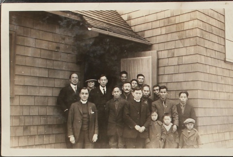Japanese American and white men and boys at St. Marks church (ddr-densho-259-262)