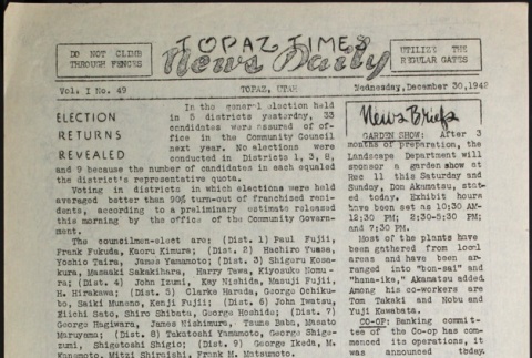 Topaz Times Vol. I No. 49 (December 30, 1942) (ddr-densho-142-60)
