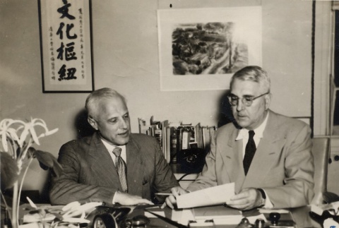 Karl Taylor Compton and Gregg M. Sinclair at Sinclair's desk (ddr-njpa-2-1162)