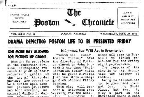 Poston Chronicle Vol. XXIII No. 19 (June 20, 1945) (ddr-densho-145-647)