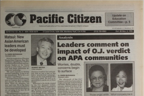 Pacific Citizen, Vol. 121, No. 8 (October 20-November 2, 1995) (ddr-pc-67-20)