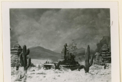 Model battle ship in the desert (ddr-densho-37-1240)