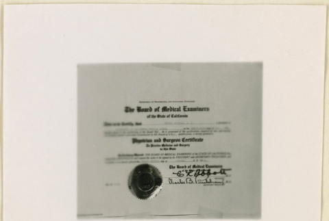 Physician and surgeon certificate (ddr-densho-37-1151)