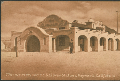 Western Pacific Railway Station postcard (ddr-densho-357-31)