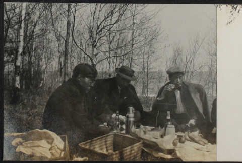 Three men on a picnic (ddr-densho-355-605)