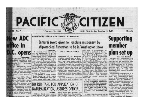 The Pacific Citizen, Vol. 36 No. 7 (February 13, 1953) (ddr-pc-25-7)