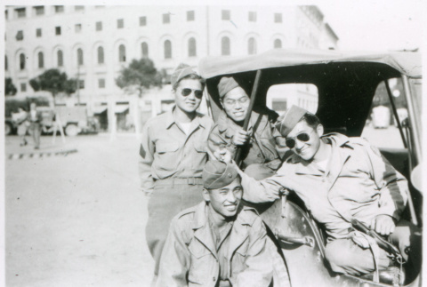 Four soldiers in car (ddr-densho-1007-848)