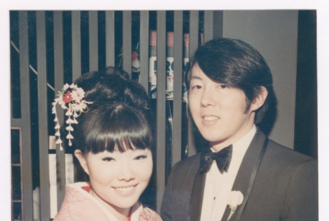 Glenn Isoshima and Karlyne Omoto at wedding (ddr-densho-477-425)