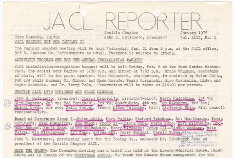 Seattle Chapter, JACL Reporter, Vol. XIII, No. 1, January 1976 (ddr-sjacl-1-252)