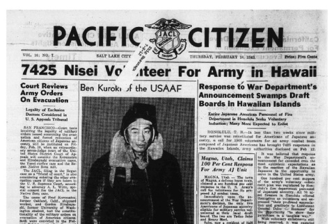 The Pacific Citizen, Vol. 16 No. 7 (February 18, 1943) (ddr-pc-15-7)