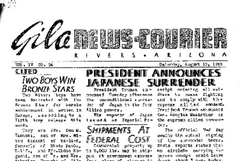 Gila News-Courier Vol. IV No. 64 (August 18, 1945) (ddr-densho-141-424)
