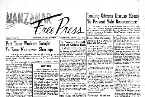 Manzanar Free Press Vol. 6 No. 26 (September 23, 1944) (ddr-densho-125-274)