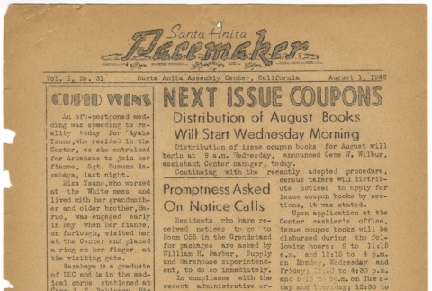 Santa Anita Pacemaker: Vol. 1, No. 31 (August 1, 1942) (ddr-janm-5-31)