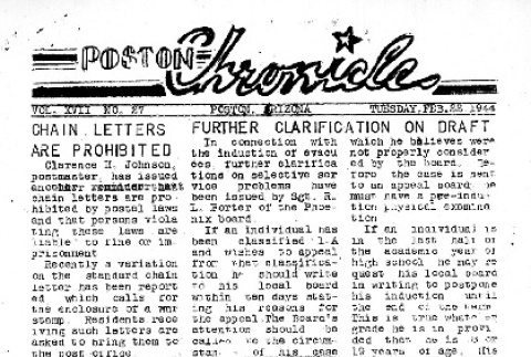 Poston Chronicle Vol. XVII No. 27 (February 22, 1944) (ddr-densho-145-474)