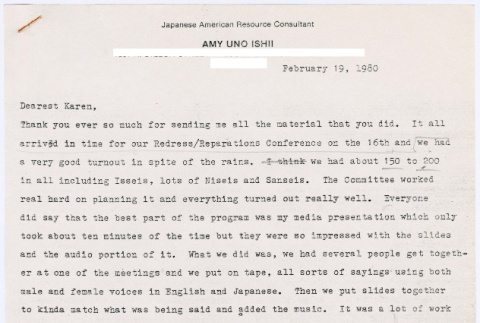 Letter to Karen Seriguchi from Amy Ishii (ddr-densho-122-219)
