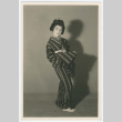 Young woman posed in kabuki makeup and costume (ddr-densho-383-448)