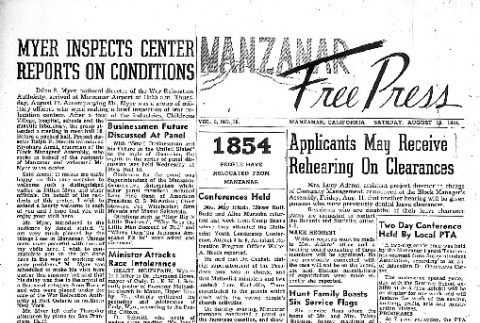 Manzanar Free Press Vol. 6 No. 16 (August 19, 1944) (ddr-densho-125-264)