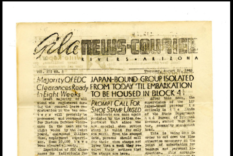 Gila news-courier, vol. 3, no. 2 (August 26, 1943) (ddr-csujad-42-171)