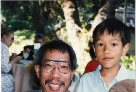 Photograph of Frank Chin and his son Sam (ddr-csujad-24-109)