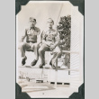 Two men sitting on railing.  Joe Iwataki on left (ddr-ajah-2-405)