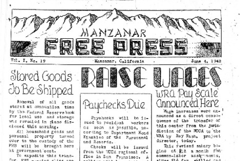 Manzanar Free Press Vol. I No. 19 (June 4, 1942) (ddr-densho-125-18)