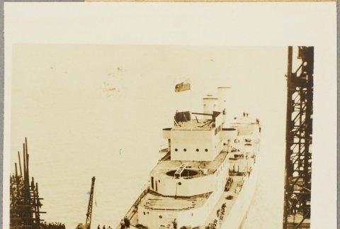 The HMS Terror[?] leaving a shipyard (ddr-njpa-13-583)