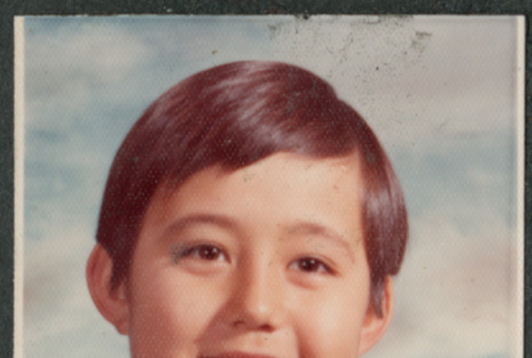 School photo of boy in light blue vest (ddr-densho-523-583)