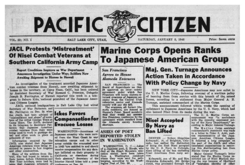 The Pacific Citizen, Vol. 22 No. 1 (January 5, 1946) (ddr-pc-18-1)