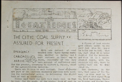 Topaz Times Vol. I No. 1 (October 27, 1942) (ddr-densho-142-11)