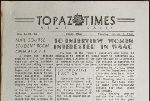 Topaz Times Vol. II No. 51 (March 2, 1943) (ddr-densho-142-114)
