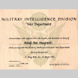 Certificate of commendation from Military Intelligence Division of the War Department for Ben Mayewaki (ddr-densho-563-54)