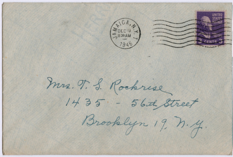 Envelope addressed to Agnes Rockrise (ddr-densho-335-389)